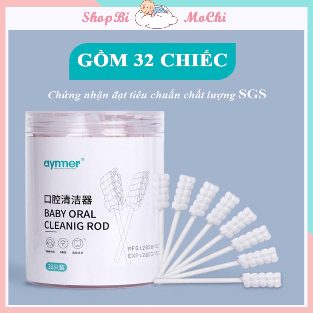 Gạc rơ lưỡi AYNNER vệ sinh răng miệng an toàn cho bé,hôp 32 que