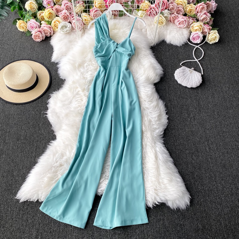 Jumpsuit, đồ bay thiết kế sang chảnh trơn màu ống loe dài