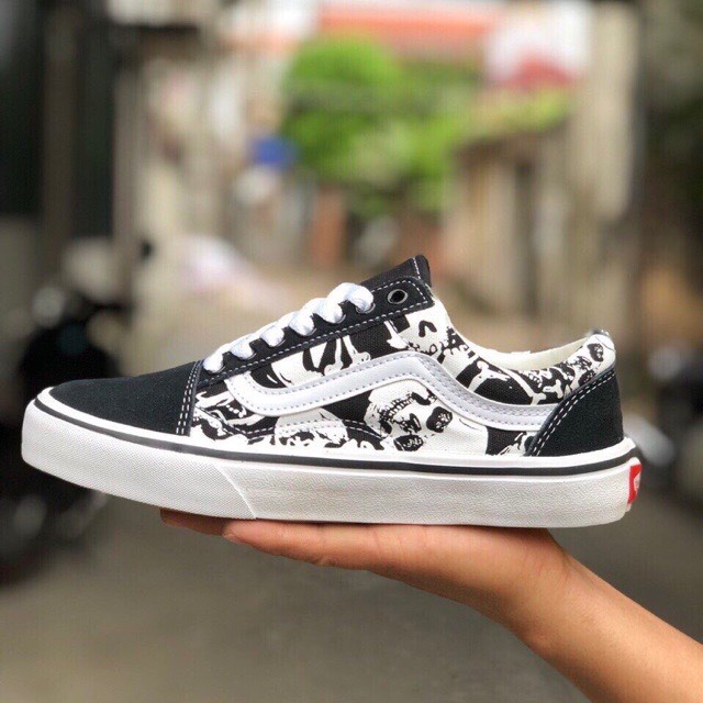 Giày thể thao nam nữ vans in đầu lâu, giày old skool skulls