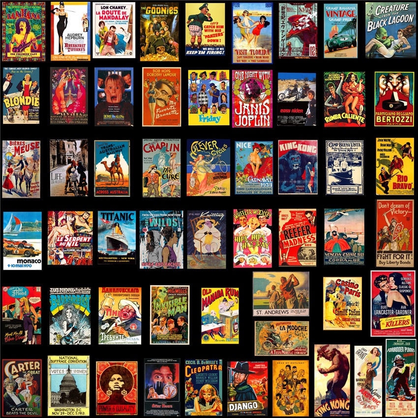 ❉ Classical Retro Movie Series 02 Mixed Mini Poster Stickers ❉ 54Pcs/Set DIY Fashion Waterproof Doodle Decal Stickers