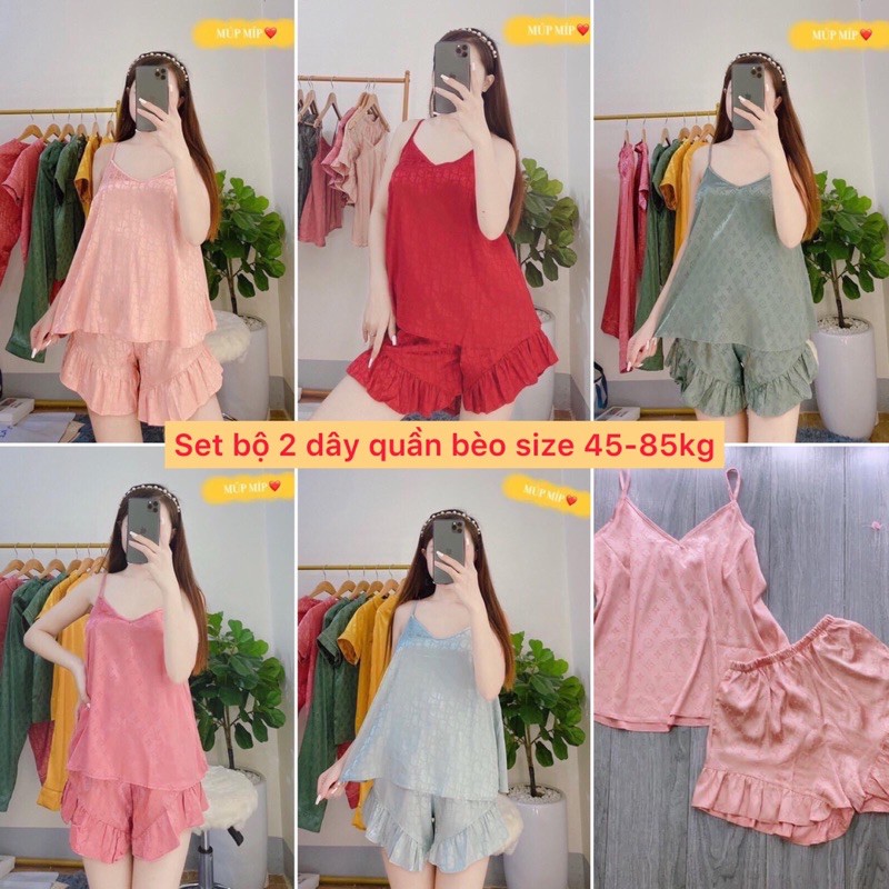 Set 2 dây bigsize ❤️ FREESHIP ❤️ Bộ 2 dây phối quần bèo xinh chất mềm mát size từ 45-85kg vừa thoải mái có hình thật