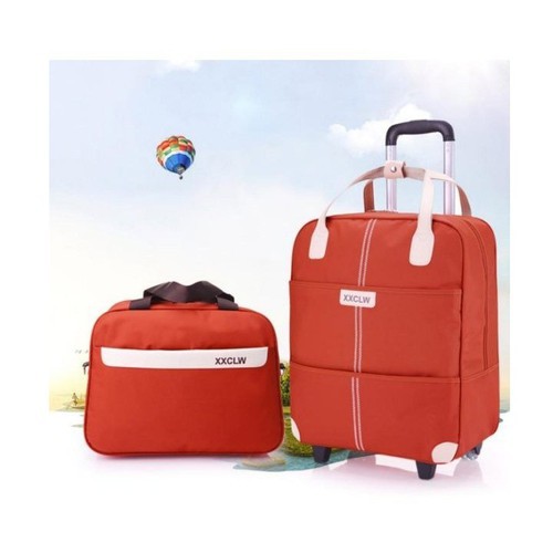 Vali du lịch mini có bánh xe kéo , bộ 2 túi , size 39 x 22 x 45cm