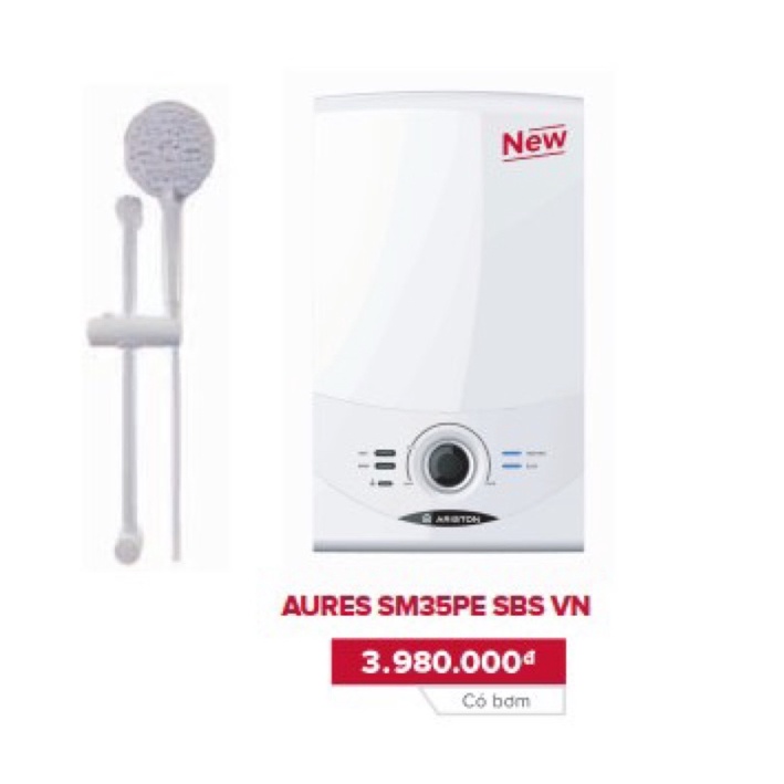 (NOWSHIP1H)Máy nước nóng trực tiếp có bơm Ariston SM35PE SBS VN - Mẫu 2020 - Hàng chính hãng