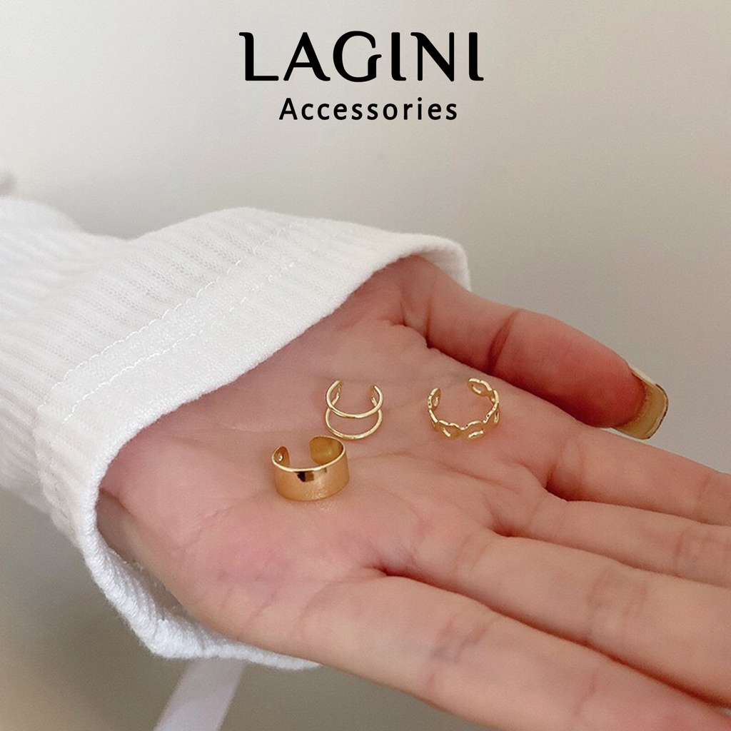 Set bộ 3 khuyên cài kẹp vành tai Lagini cá tính