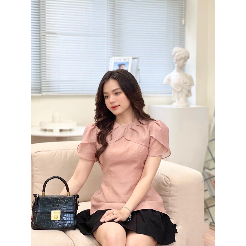 Áo sơ mi công sở nữ dáng ôm chiết eo tay áo cánh sen áo xinh lịch sự HANAASHOP 160
