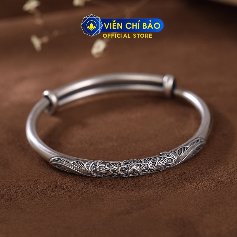 Kiềng bạc nữ họa tiết hoa cổ điển chất liệu bạc Thái 925 thời trang phụ kiện trang sức nữ Viễn Chí Bảo L000307