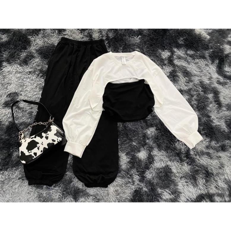 Áo Croptop Dáng Rộng Đắp Chéo BEE Ulzzang
