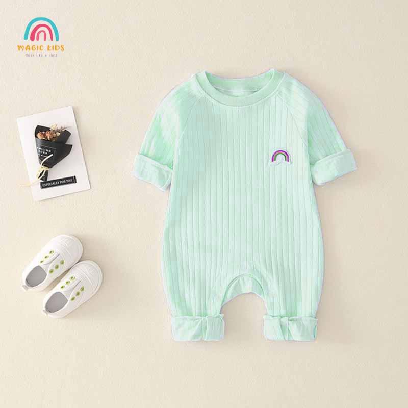 Bộ body dài tay gân thêu logo cầu vồng cho bé BL20007 - MAGICKIDS