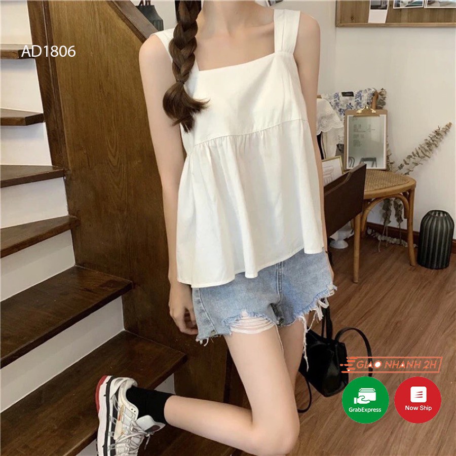 Áo hai dây bản to TNT ❤️FREESHIP - hàng thiết kế❤️ áo 2 dây babydoll thắt nơ sau lưng chất thô lạnh mềm nhẹ mát