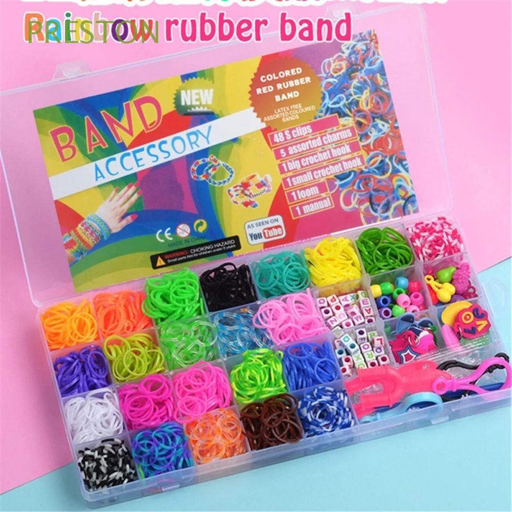 PRESTON 1500pcs Rainbow Rubber Bands Candy Color Rainbow Woven Bracelet Rubber Loom Bands Girl Gifts Colorful Loom Bands Craft Toys Classic Practical Multi-functional Bracelet Making Kit