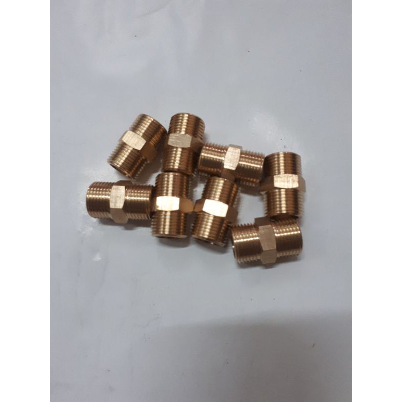 Kép nối hai đầu ren ngoài bằng đồng