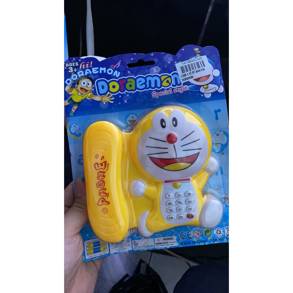 Đồ Chơi Phát Nhạc Kiểu Dáng Điện Thoại Bàn Hình Doraemon Dễ Thương Cho Bé (Tặng Kèm Pin)