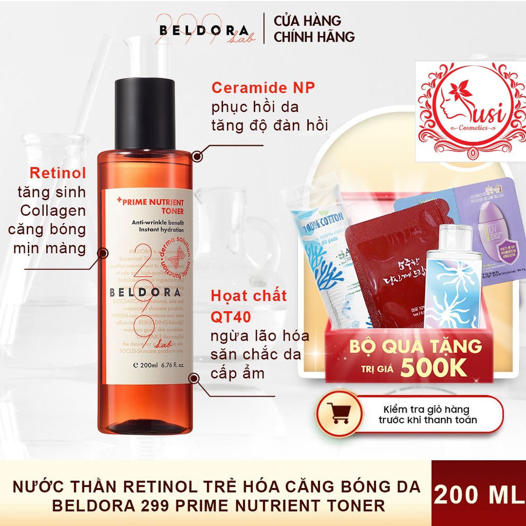 NƯỚC THẦN RETINOL TRẺ HOÁ CĂNG BÓNG DA BELDORA 299 PRIME NUTRIENT TONER 200ML