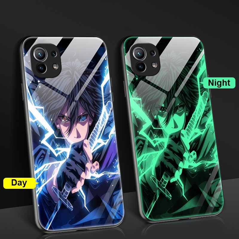 Ốp điện thoại kính dạ quang in hình Naruto cho Xiaomi Mi 11 Mi 11 Lite Poco F3 GT Poco M3 Pro 5G Poco X3 GT Poco F2 Pro Poco X2