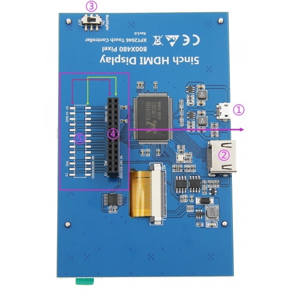 Mô Đun Màn Hình Cảm Ứng Tft Lcd 5 Inch Cho Banana Pi Raspberry Pi 4b Raspberry Pi 3 Model B / B +