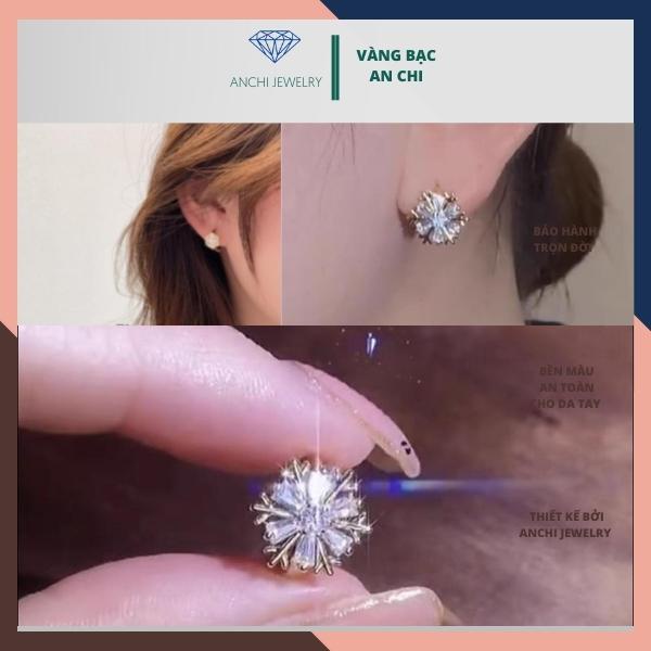 Bông tai hoa đá lấp lánh, chuẩn bạc ta sáng đẹp không xuống màu - Anchi jewelry