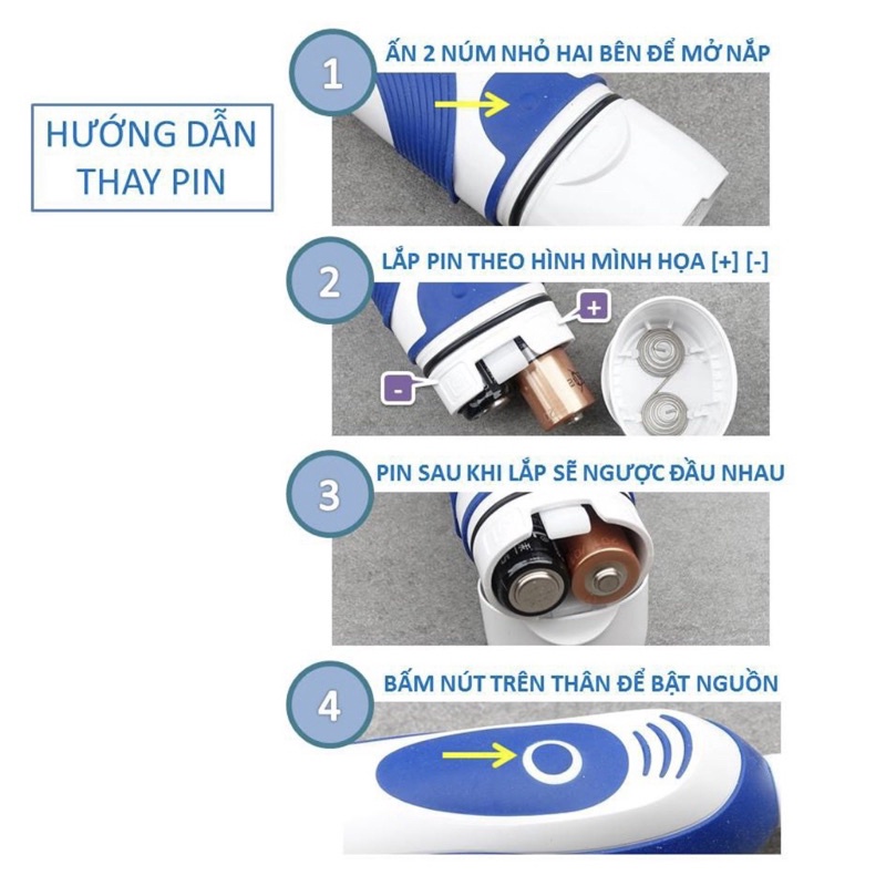 Bàn Chải Pin Oral-B Clinical - Nhiều loại đầu - Dùng Pin AA - Hẹn giờ 2 phút