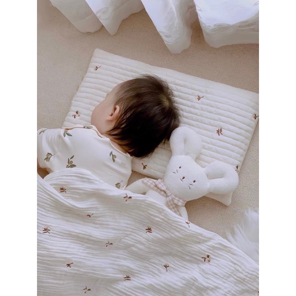 Gối bằng vải cotton nguyên chất thêu họa tiết độc đáo có thể giặt được phong cách Hàn Quốc cho trẻ sơ sinh
