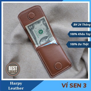 Ví Sen - Ví sen 3 Khắc Tên + SĐT Miễn Phí - Handmade 100% - Nhỏ Gọn - Tinh Tế - Da Bò Nappa Cao Cấp