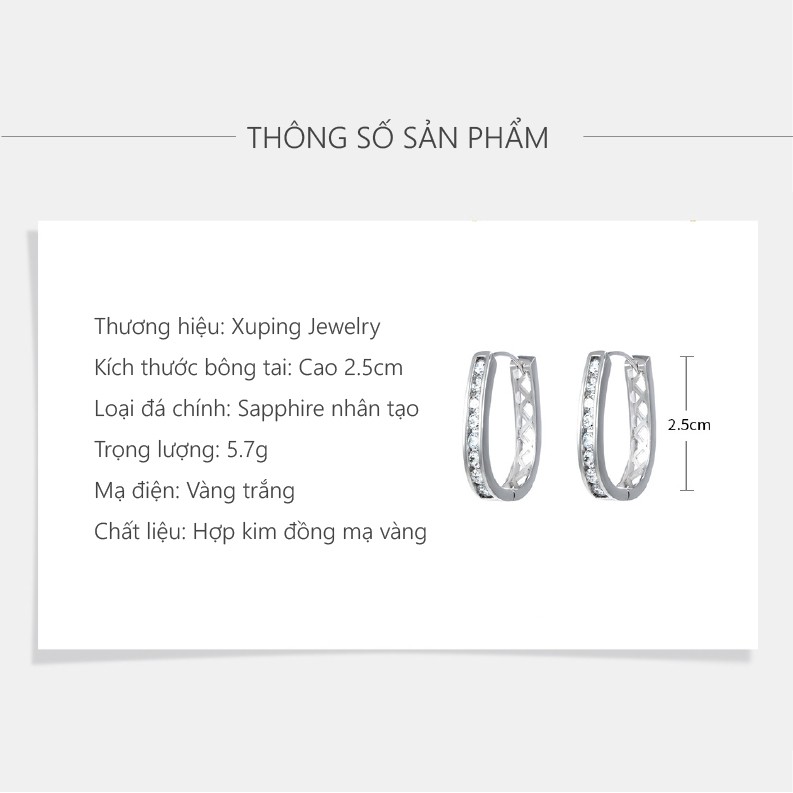 [Mã FAXANH245 giảm 10K đơn 50K] Bông Tai Nữ Mạ Vàng Trắng, Đính Đá Sang Trọng - XPBT37