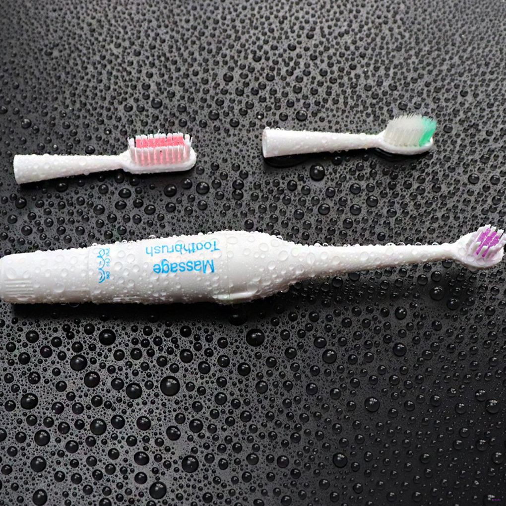 (Hàng Mới Về) Bàn Chải Đánh Răng Điện Mát Xa Chống Thấm Nước Kèm 2 Đầu Thay Thế