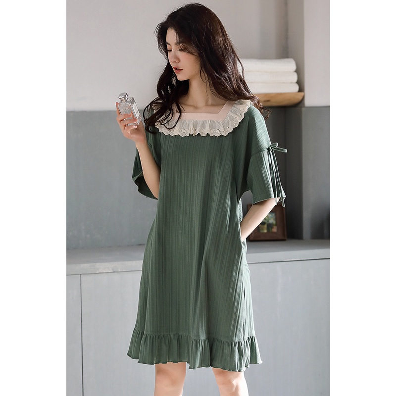 đồ ngủ Công Chúa 100% Cotton Màu Xanh Lá Nhạt Thoải Mái | BigBuy360 - bigbuy360.vn