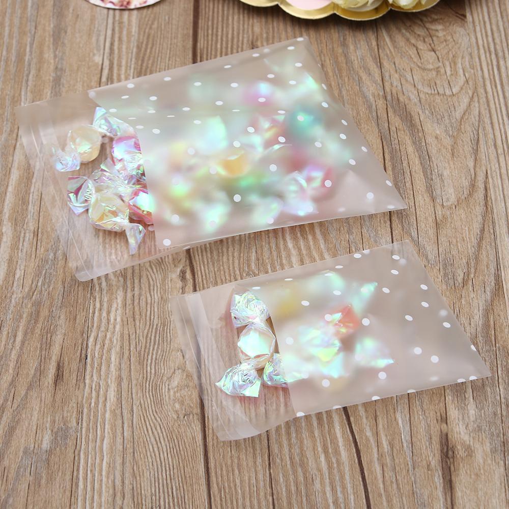 Set 100 Túi Nhựa Đựng Bánh Quy Thiết Kế Mới Họa Tiết Chấm Bi Xinh Xắn