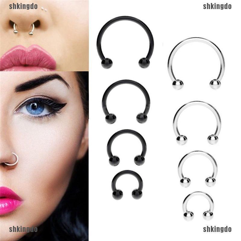 Bộ 10 khuyên xỏ tai/mũi/môi hình móng ngựa bằng thép không gỉ