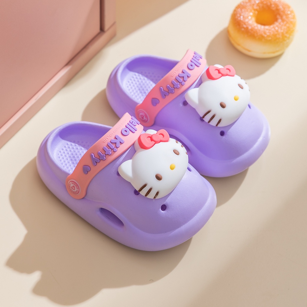 SANRIO Dép Crocs Đế Mềm Chống Trượt Hình Hello Kitty Cho Bé Gái