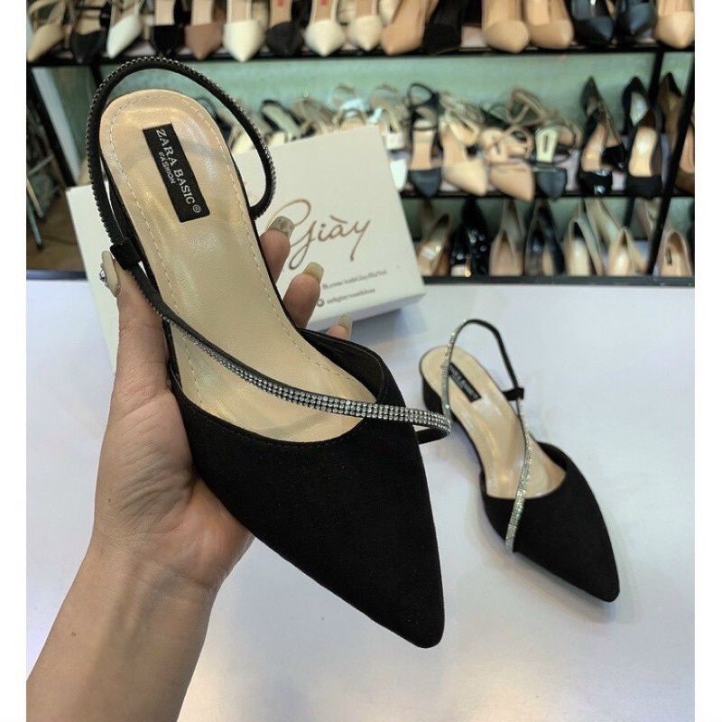 Giầy bít mũi hở hậu dây đá hót trụ 3 p siêu đẹp siêu sang chảnh hót!!!