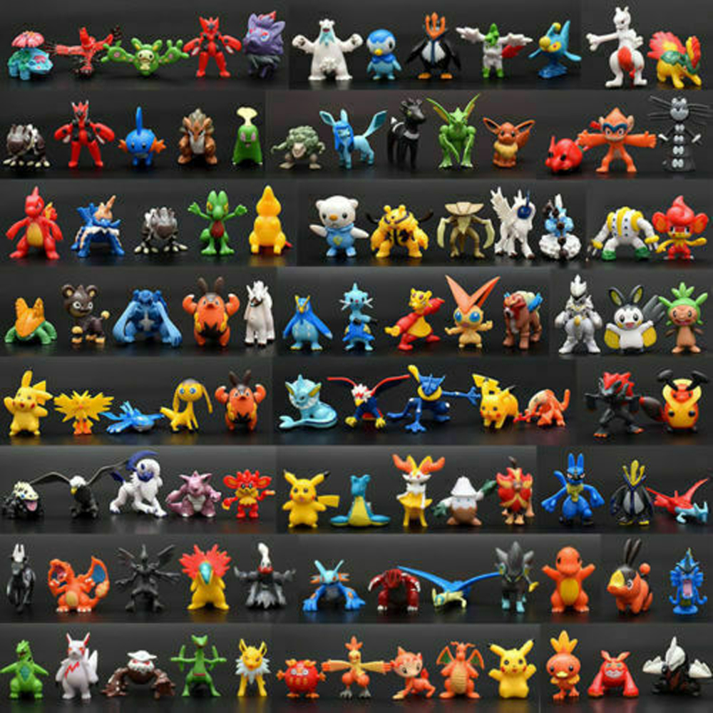 Bộ 144 mô hình nhân vật pokemon bằng nhựa kích thước 2-3cm