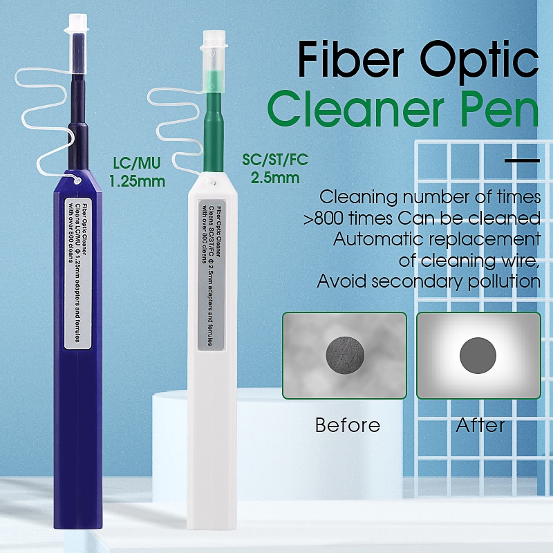 SC / FC / ST / LC One-Click Cleaner Tool 1.25mm và 2.5mm Fiber Optic Cleaner Bút làm sạch sợi quang 800 Time Cleans