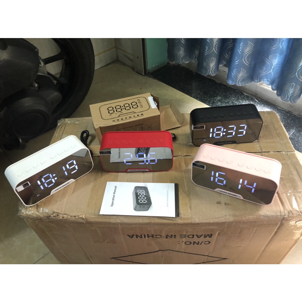 Loa Bluetooth Kiêm Đồng Hồ G10 Mặt Gương Hiển Thị Đèn Led - Đài FM - Đồng Hồ Báo Thức