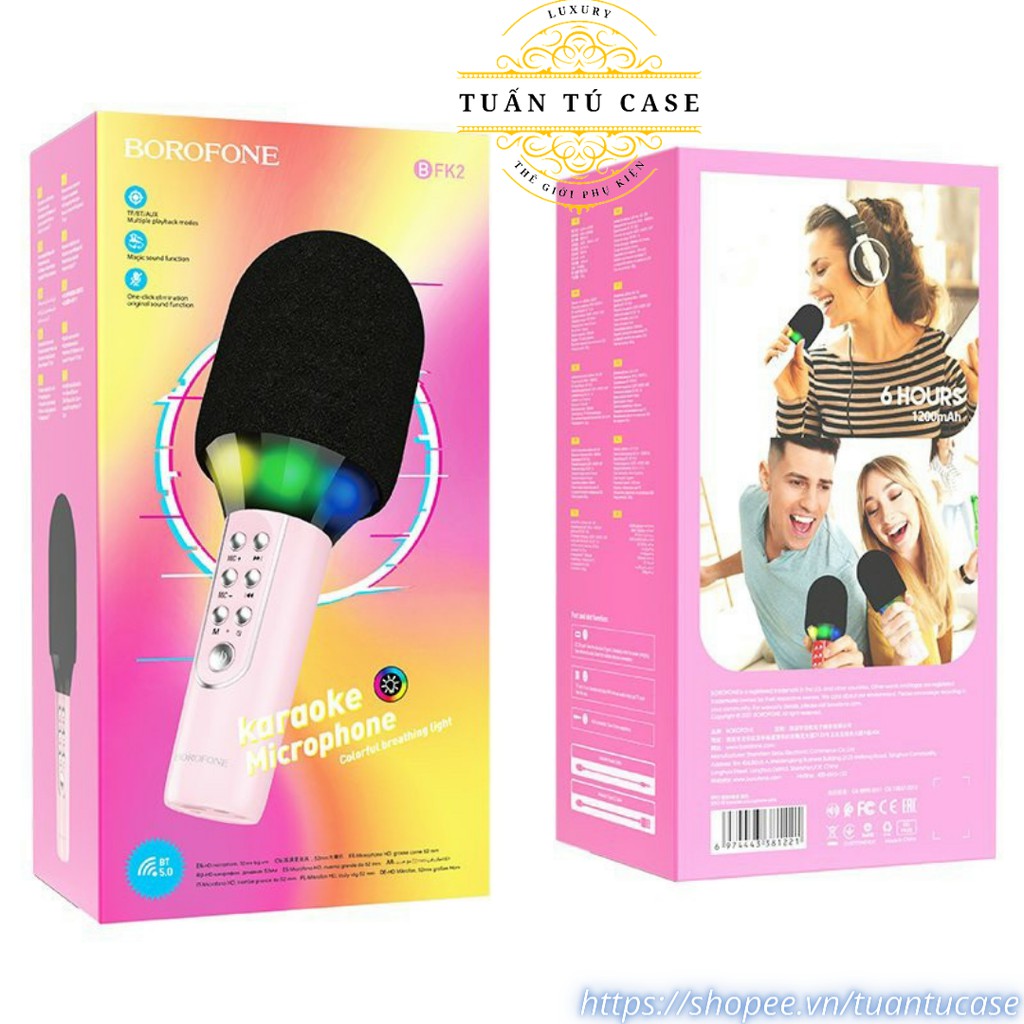 Loa Mic karaoke Bluetooth Brofone đèn led cầm tay tiện dụng - Âm thanh sống động hoàn hảo