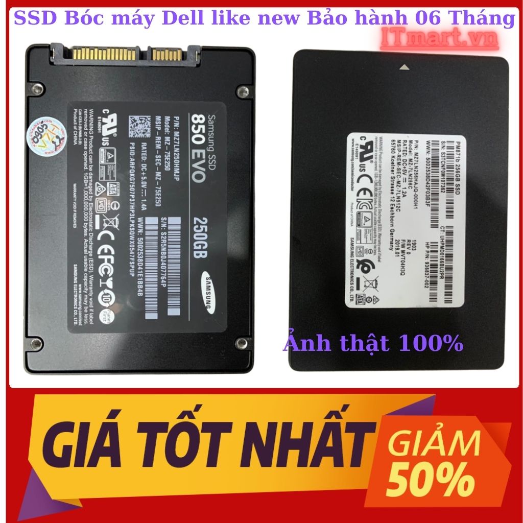 Ổ cứng SSD 256G-128G-120G-64G-60Gb BÓC MÁY Dell, HP,IBM chuẩn USA cũ đã qua sử dụng- đã cài sẵn win 10