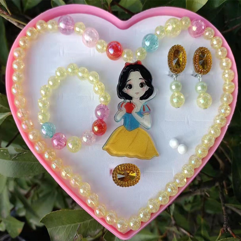 Bộ 5 món đồ trang sức vòng cổ nhẫn bông tai công chúa Elsa cho bé gái