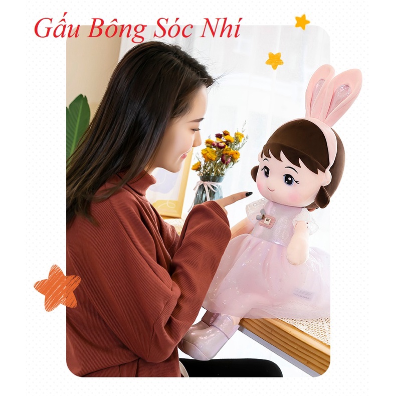 Gấu Bông Búp Bê Tai Thỏ Hàng Cao Cấp Quà Tặng Dễ Thương Cho Bé FREESHIP Tặng kèm đai kháng lực tập thể dục