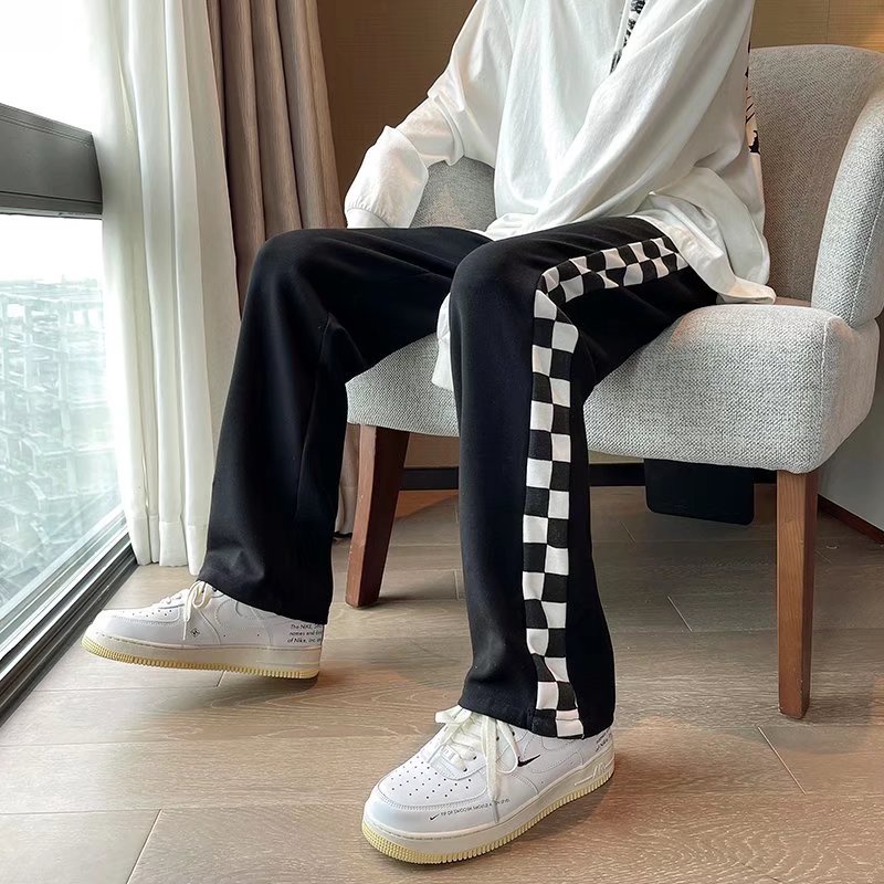 Quần ống rộng Họa Tiết Sọc Caro Phong Cách Hàn Quốc Thời Trang Thu Đông Cho Nam