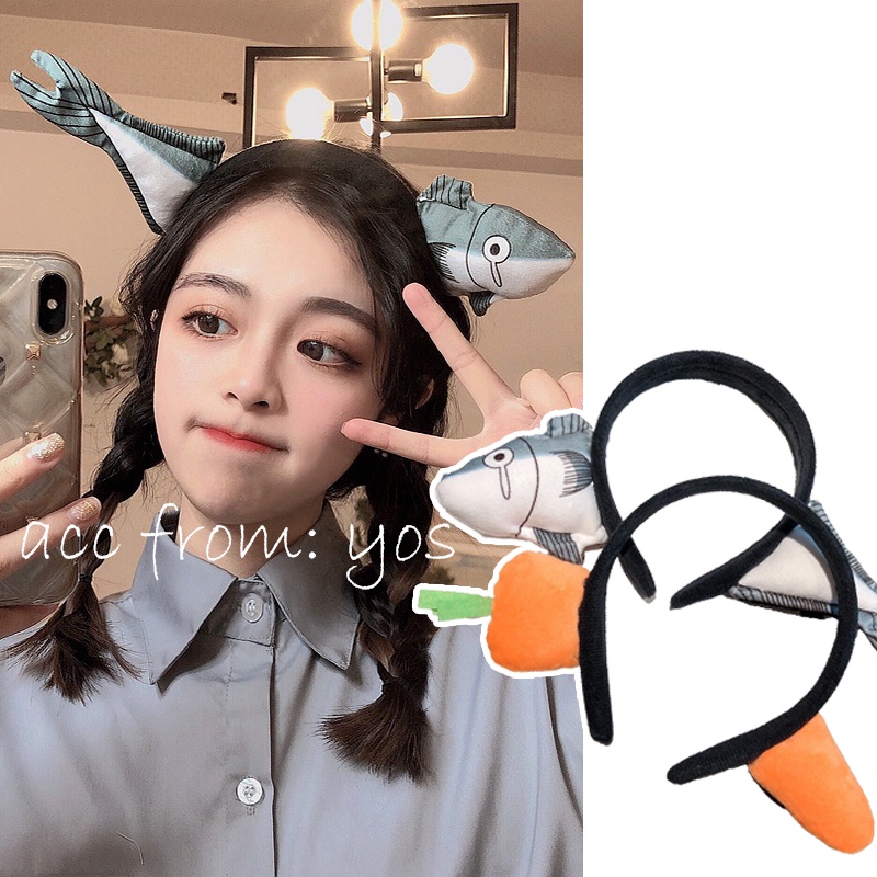 Băng đô cài tóc hình cá + cà rốt dễ thương