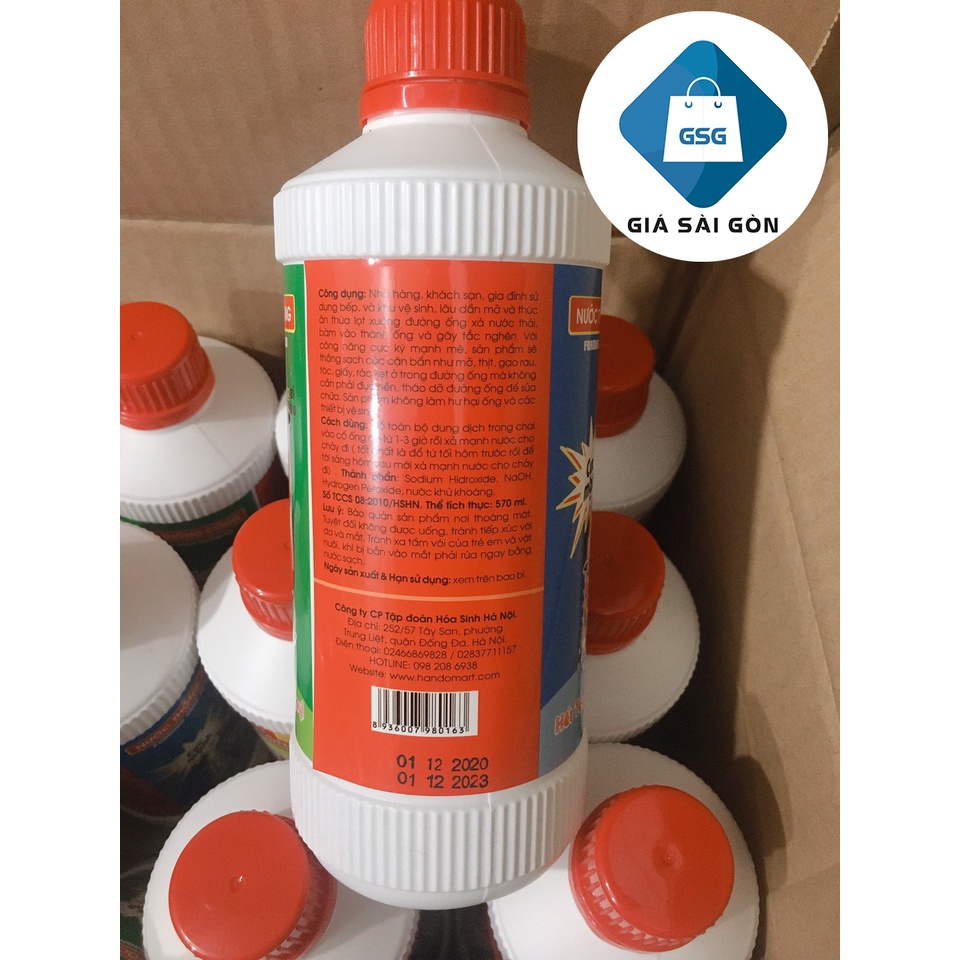 Combo 5 chai nước thông cống Hando 570ml - sản xuất tại Việt Nam