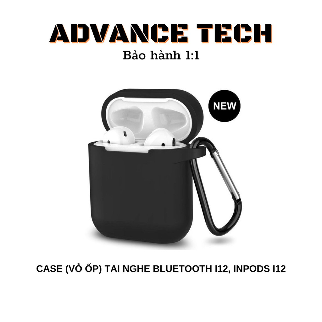 Case (Vỏ Ốp) Tai Nghe Bluetooth i12, Inpods i12 Vỏ Nhám Đen Cao Cấp