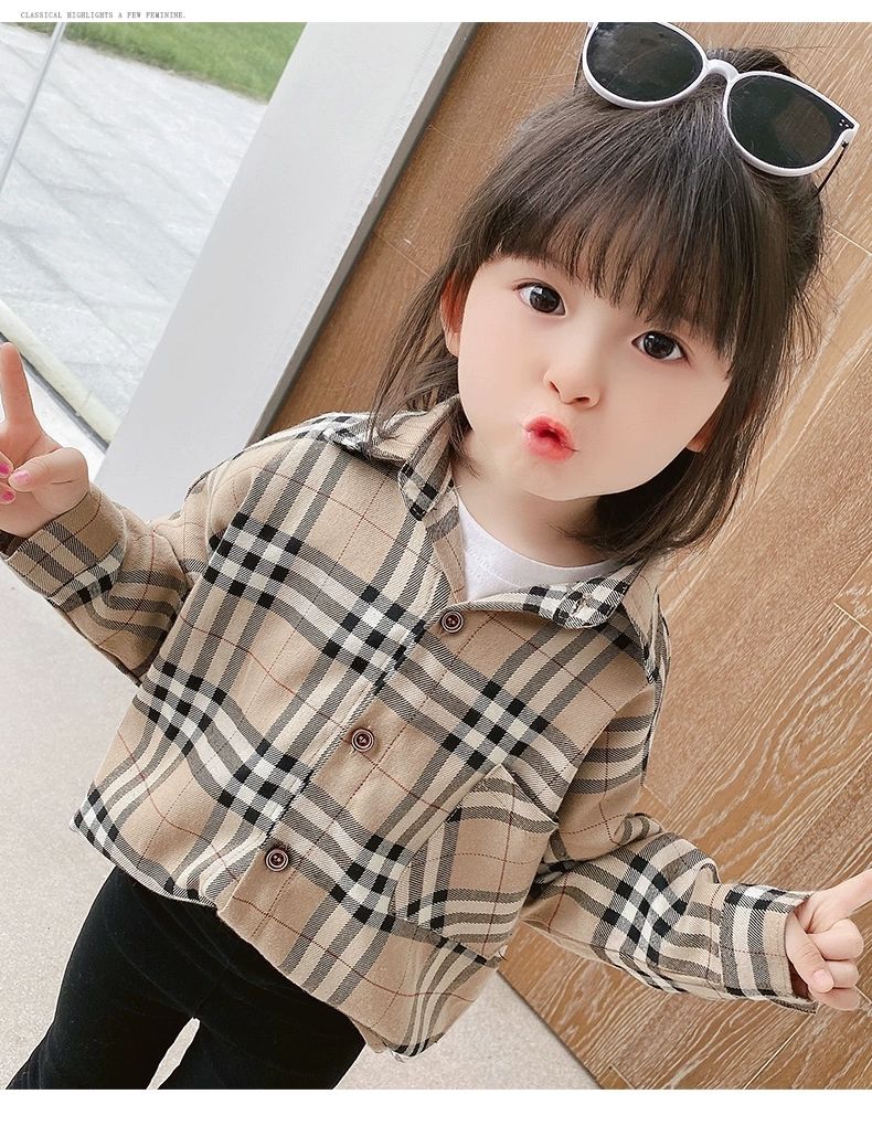 Áo Sơ Mi Tay Dài Vải Cotton Kẻ Sọc Kiểu Phương Tây Xinh Xắn Cho Bé Gái