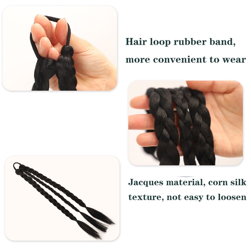 Bím Tóc Giả Bằng Sợi Tổng Hợp Màu Đen / Nâu Co Giãn Dành Cho Trẻ Em