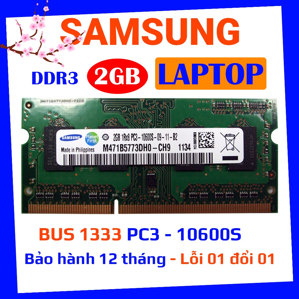 ram máy tính laptop samsung ddr3 2gb bus 1333 pc3 10600s hàng chính hãng bảo hành 01 đổi 01 trong 12 tháng