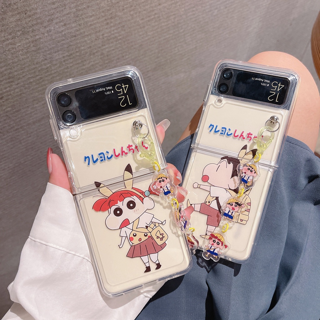 Ốp Điện Thoại PC Cứng Trong Suốt Chống Sốc Hình Cậu Bé Bút Chì Cho Samsung Galaxy Z Flip 3 5G