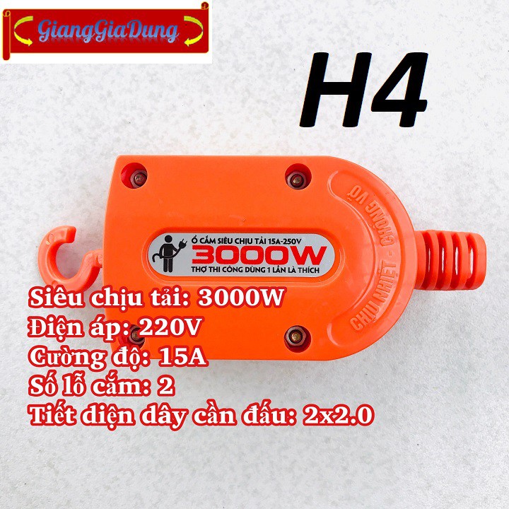 Ổ Cắm - Đầu Nối Điện 2 Cổng SOPOKA S3000W Có Móc Treo Siêu Chịu Tải