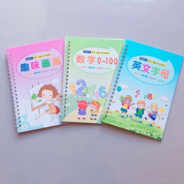 Combo 3 quyển sách tập tô số, tập tô chữ, vẽ tranh