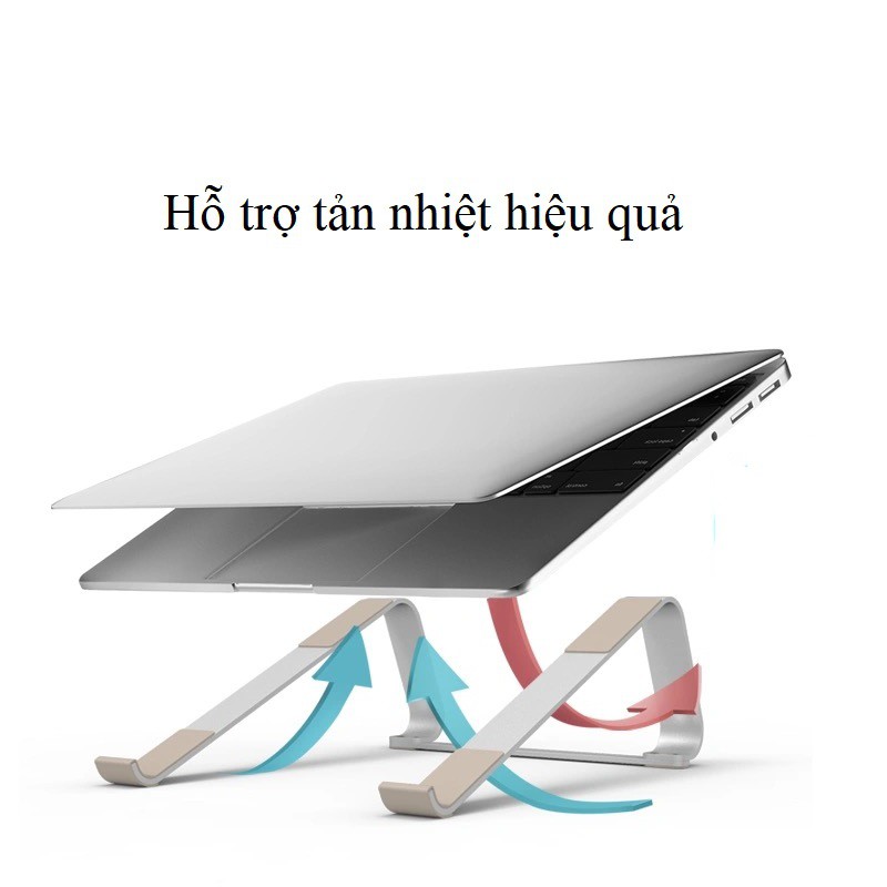 Giá Đỡ Laptop Macbook Crossline Nhôm chữ L kê tản nhiệt cho máy tính 14 inch, 15.6 inch, 13 inch, 17 inch để bàn