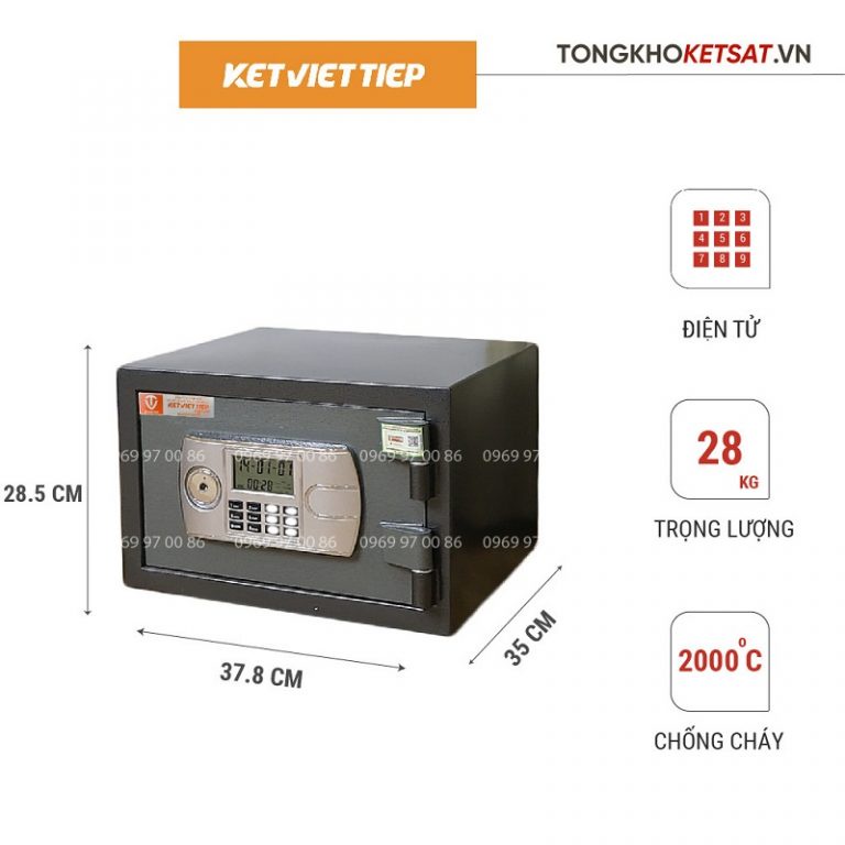 Két Sắt Mini Điện Tử Chống Cháy Việt Tiệp K48BLN-DT Chính Hãng Bảo Mật Tuyệt Đối (Miễn Phí Giao Hàng Toàn Quốc)