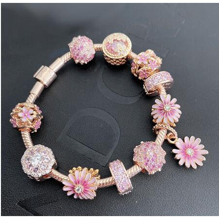 PANDORA Bộ Vòng Tay Mạ Bạc 925 Đính Pha Lê Hình Bông Tuyết Kèm Hộp Đựng Thời Trang Cho Nữ0215631